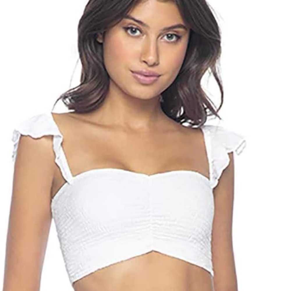 PilyQ Water Lily Savannah Smocked Top NWT White XS/S